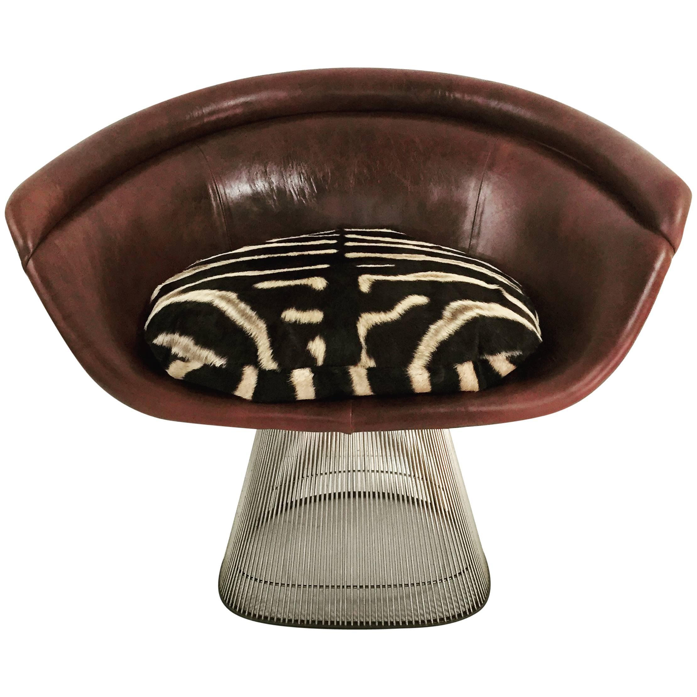 Warren Platner for Knoll Lounge Chair with Zebra Hide Cushion