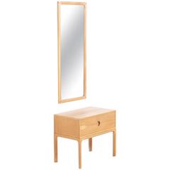 Aksel Kjersgaard Oak Chest of Drawers and Mirror for Odder Møbler, 1960s