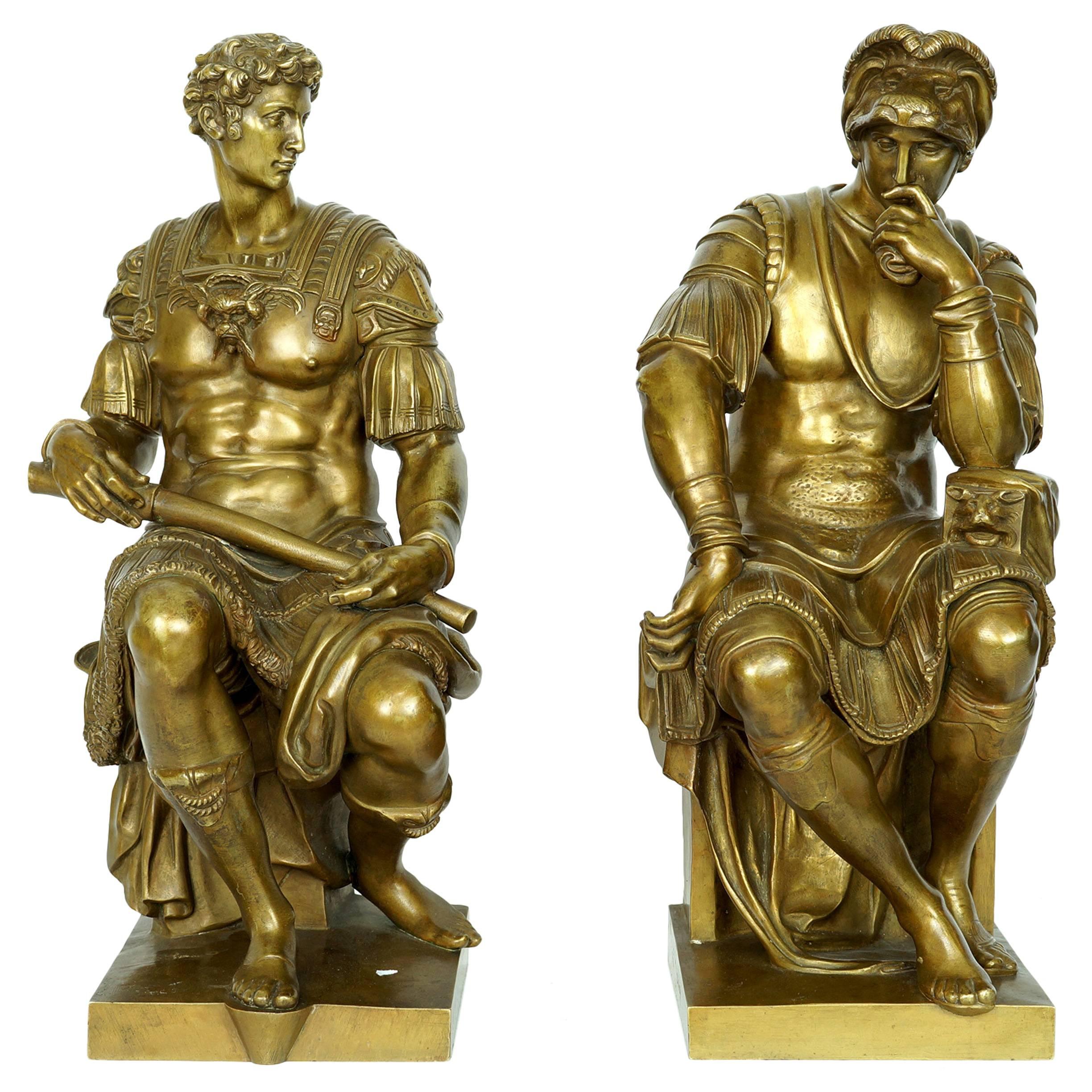 Pair of Gilt Bronze Seated Neoclassical Seated Figures