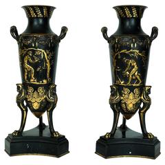 Signed Pair of Barbedienne Neoclassical Bronze Vases