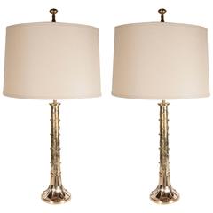 Pair of Mid-Century Modernist Brass Table Lamps by Chapman Manufacturing Company