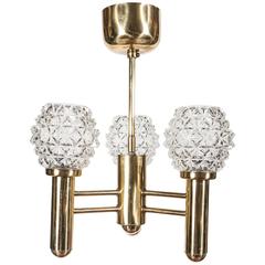 Sophisticated Three-Arm Chandelier in Brass with Crystal Shades by Richard Essig 3