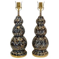 Pair of Abstractly Patterned Ceramic Table Lamps