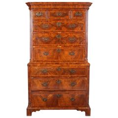 George II Walnut and Feather-Banded Chest on Chest