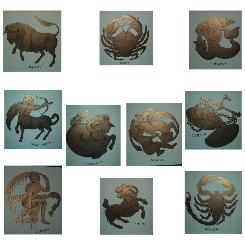 Rare Set of Ten Fornasetti Zodiac Prints, 1995
