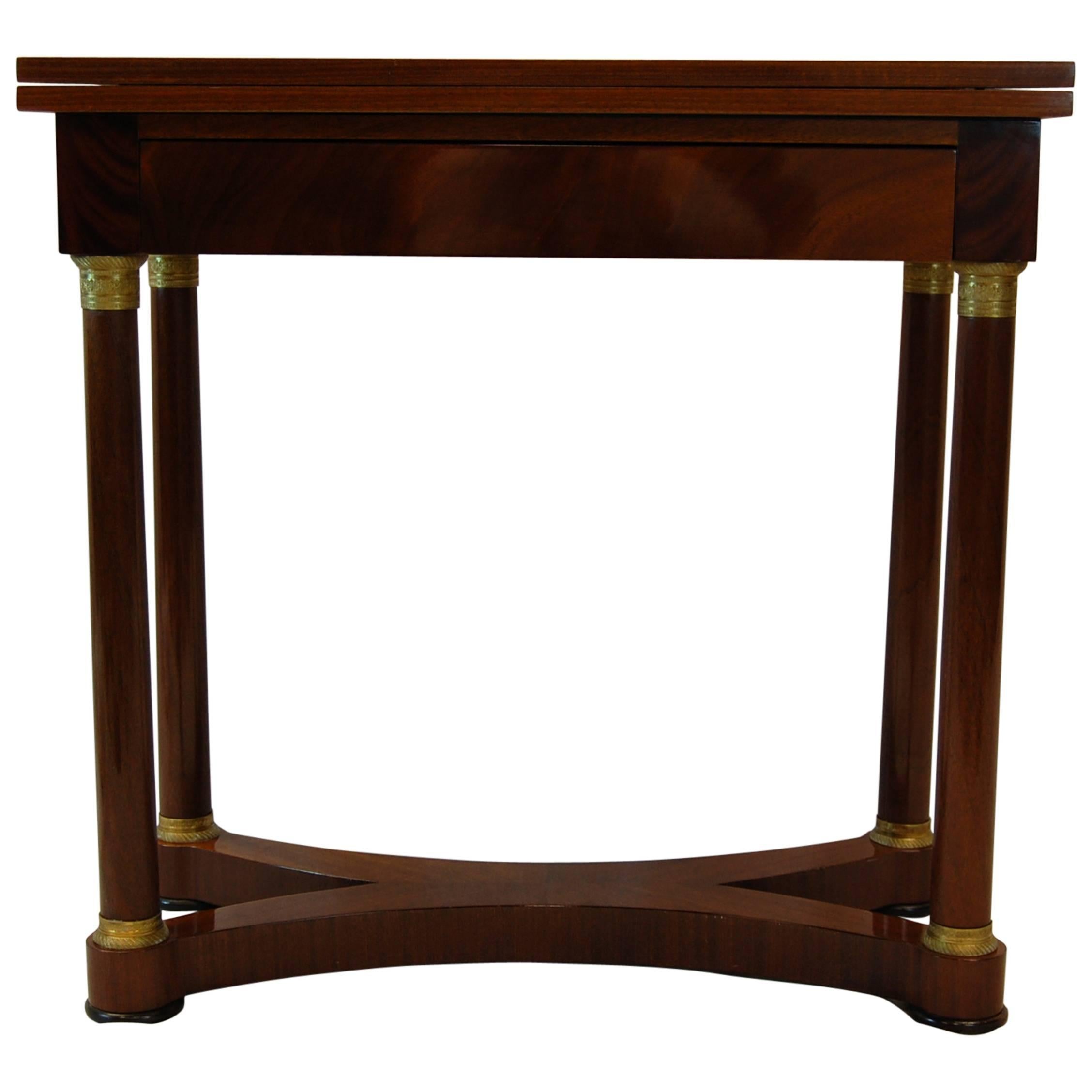 Mahogany Flip-Top Card Table with Leather Insert, circa 1880