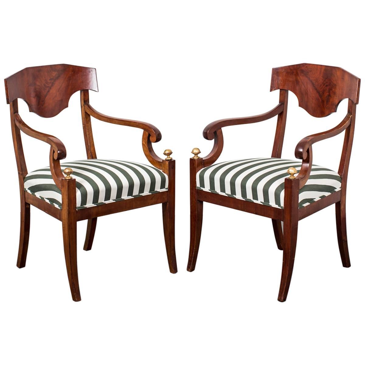 Armchairs Pair Swedish 19th Century Sweden