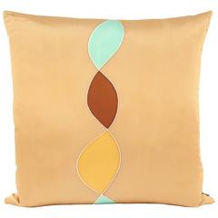 Large Hand-Painted Silk Accent Pillow with Helix Motif