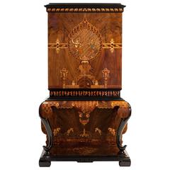Collector's cabinet with inlaid Asian motifs, Scandinavia, c. 1920