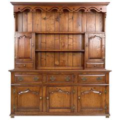 English Antique Oak Welsh Cupboard Cabinet, Early 20th Century