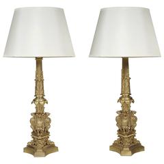 Pair of Finely Cast 19th Century Ormolu Table Lamps