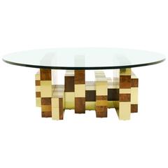 Paul Evans Studio for Directional Cityscape Round Coffee Table, Rare Example