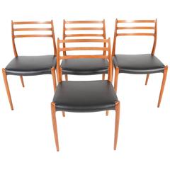 Set of Four Moller Model 78 Dining Chairs in Teak