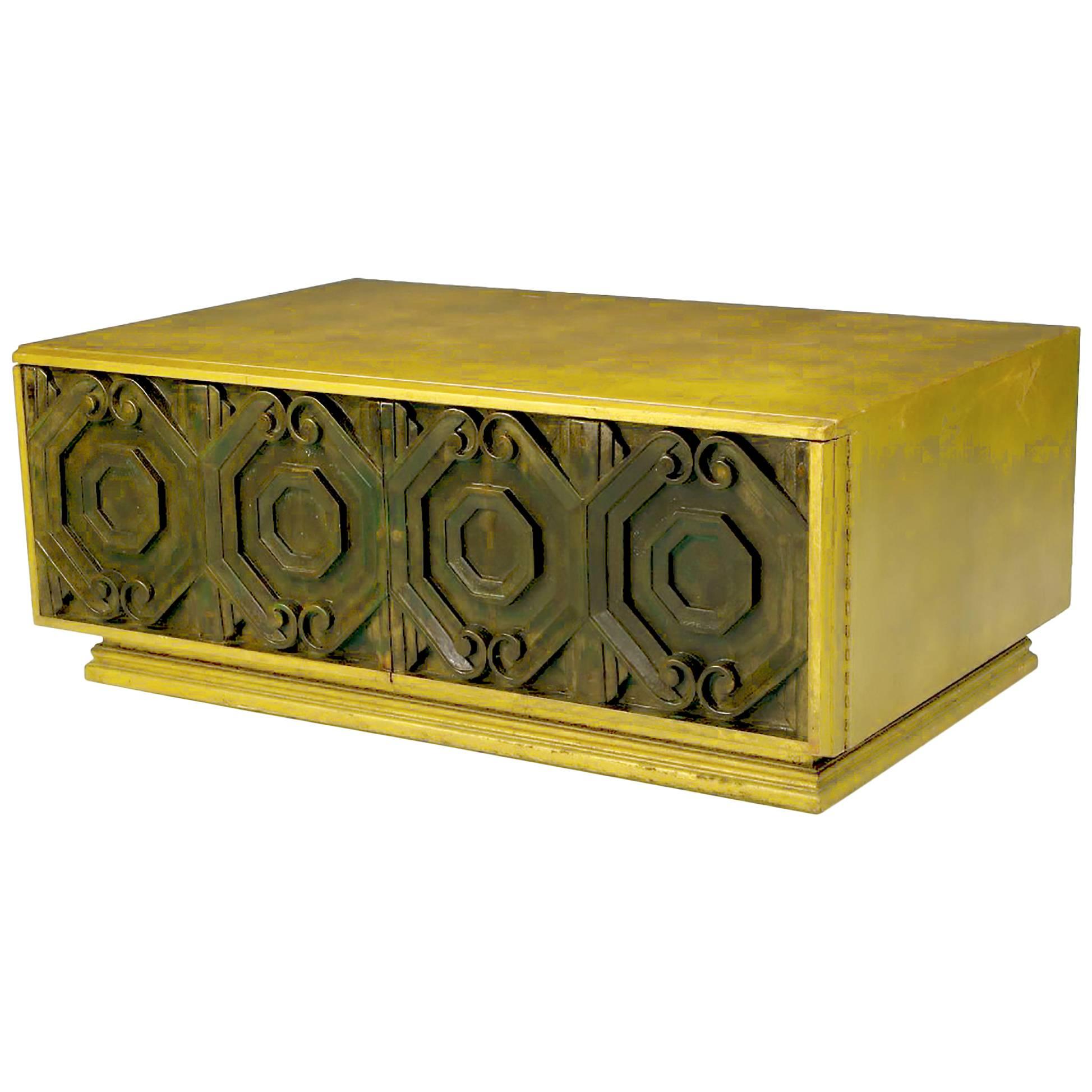 Phyllis Morris Gilt and Bronze Finish Cabinet Coffee Table For Sale