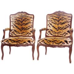 Large Pair of Louis XV Style Walnut Fauteuils