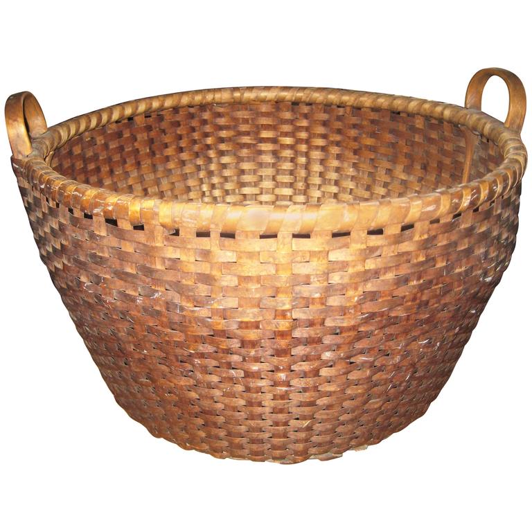 Large Antique Basket For Sale at 1stdibs