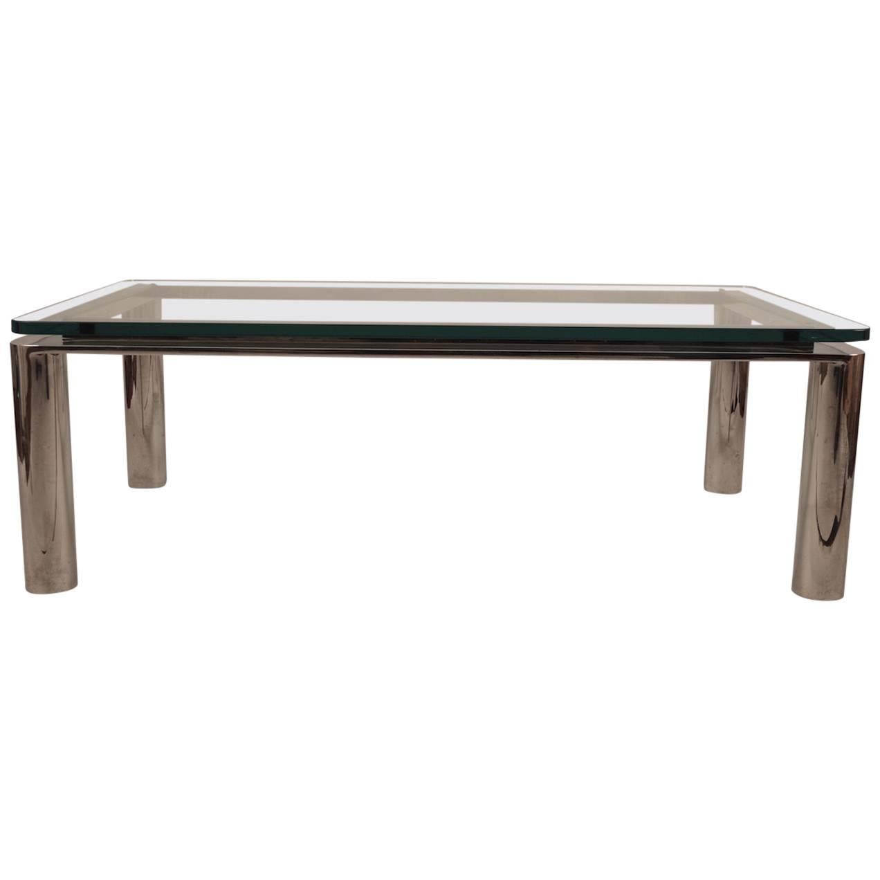 Chrome Base Plate Glass Top Coffee Table