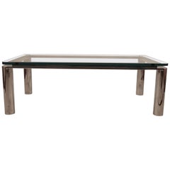 Chrome Base Plate Glass Top Coffee Table