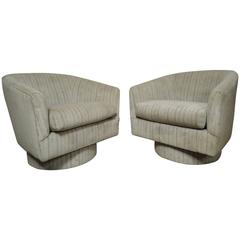 Two Midcentury Milo Baughman Style Lounge Chairs