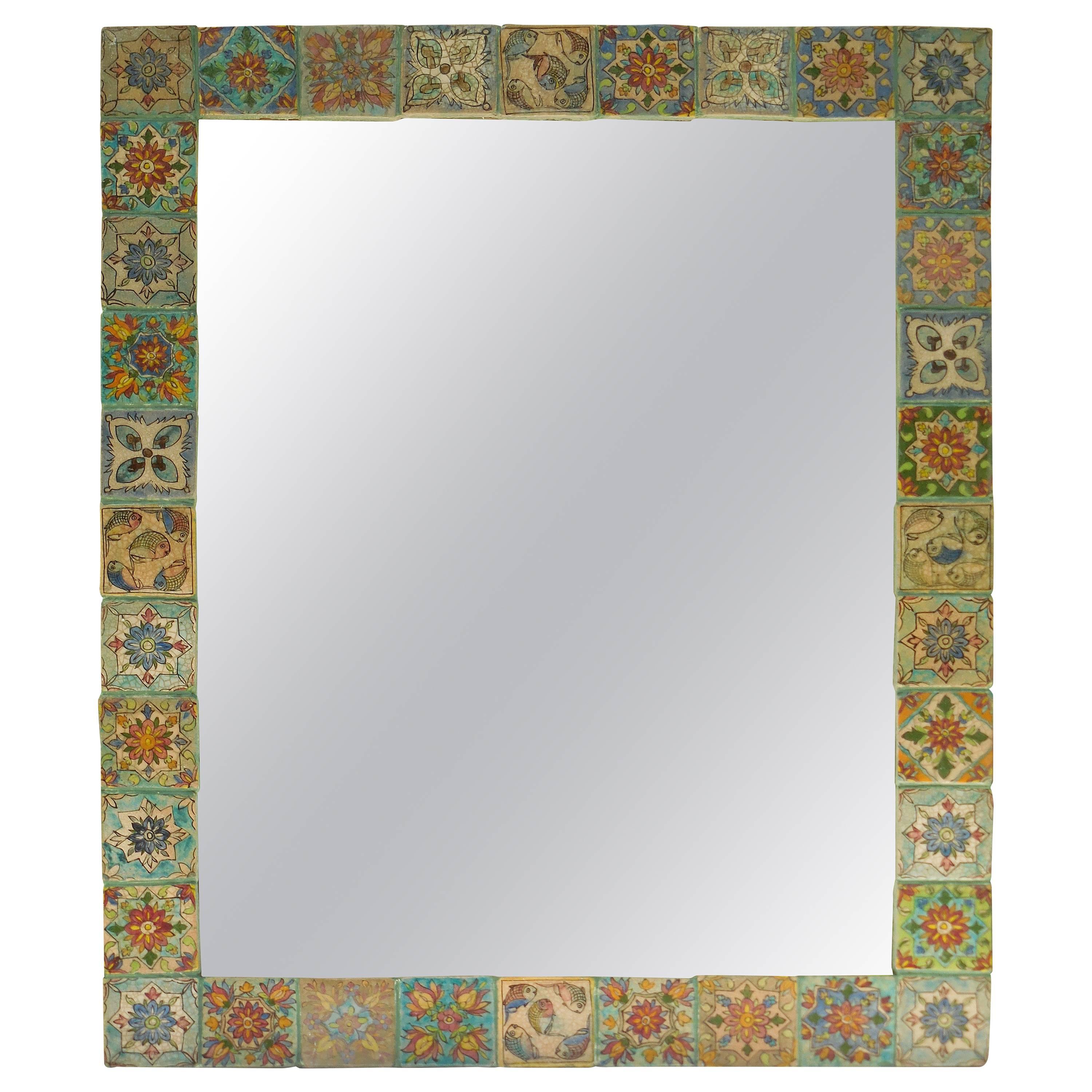 Large One of a Kind Persian Tile Mirror