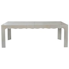 Custom Roman Thomas Andre Lacquered Parchment Dining Table with Scallop Detail