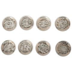 Piero Fornasetti set of eight coasters, Italy circa 1950