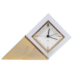 Asymmetric Clock Made of Lucite and Brass