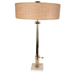 Mid-Century Modernist Table Lamp by Stiffel with Cream Travertine Base