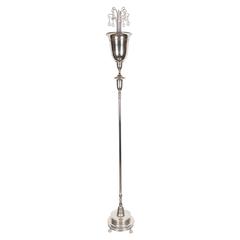 Vintage 1940s Hollywood Raindrop Torchiere in Silvered Brass with Glass Ball Detailing