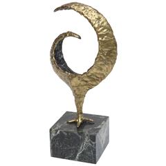 Molten Bronze and Variegated Marble Signed Brutalist Sculpture 9