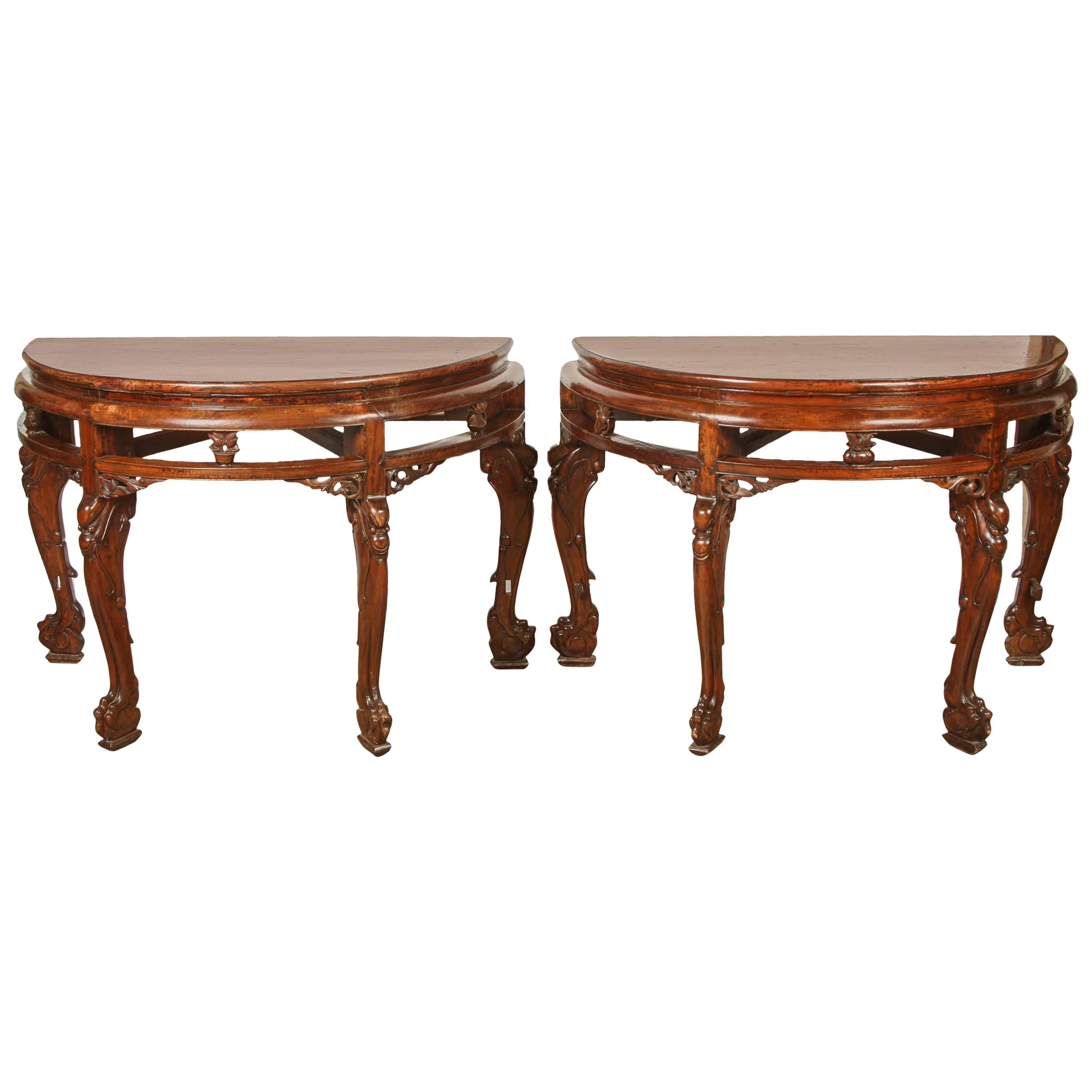 Chinese Center table or Pair of Demi Lunes