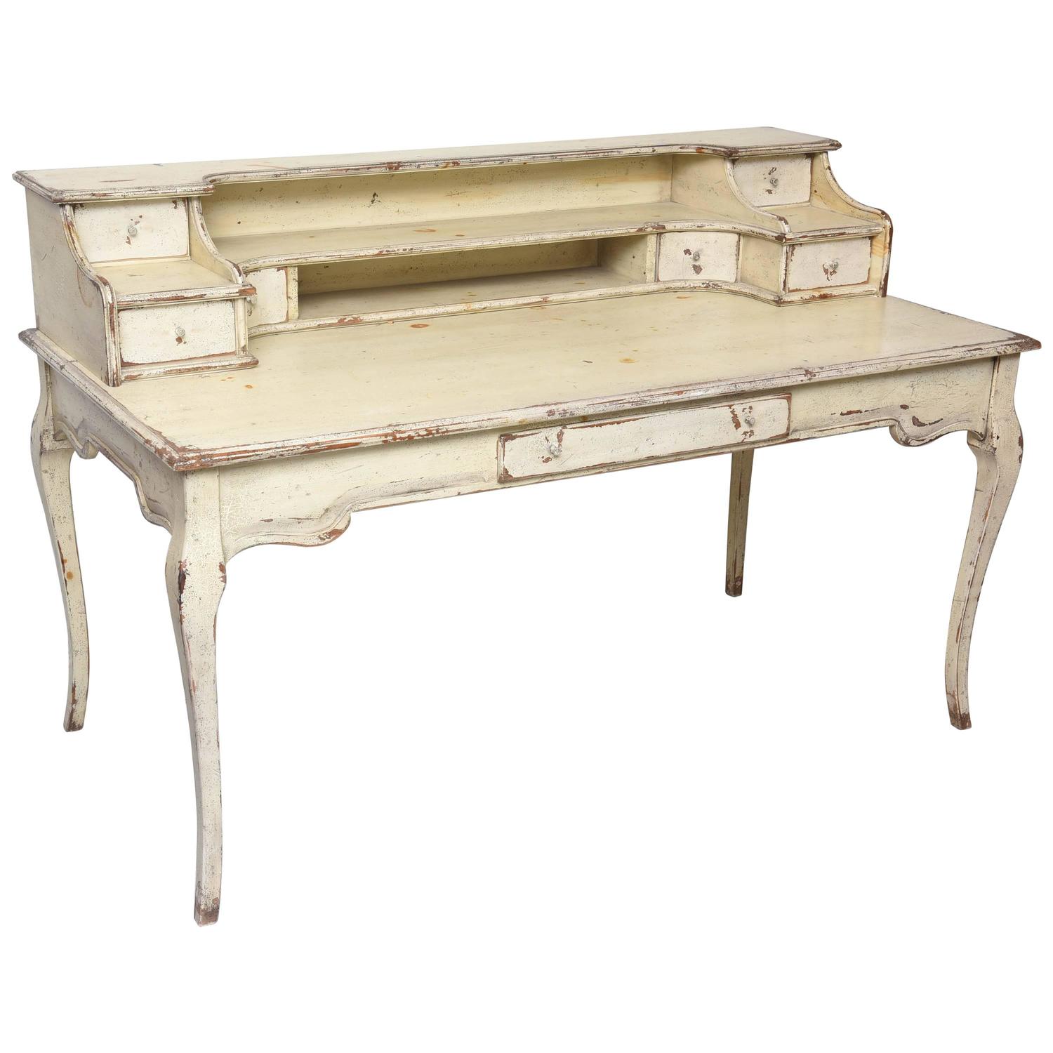 Large Painted Country French Desk At 1stdibs