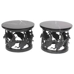 Bronze and Marble Elephant Tables