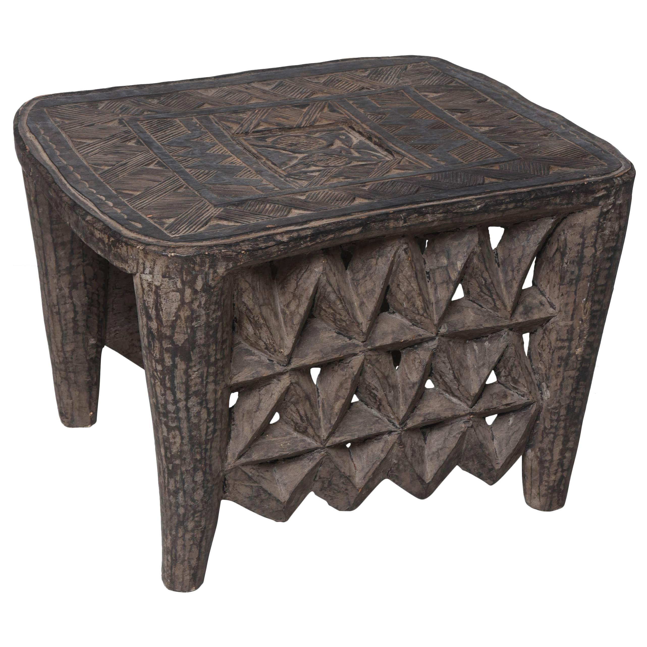Nigerian Entrance Side Table with Jewelry  safe from Africa For Sale