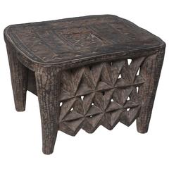 Stunning Nigerian Entrance or Side Table, Doubling as Jewelry "Safe" from Africa