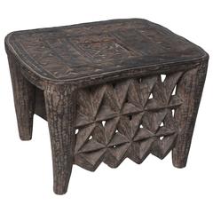 Retro Nigerian Entrance Side Table with Jewelry  safe from Africa