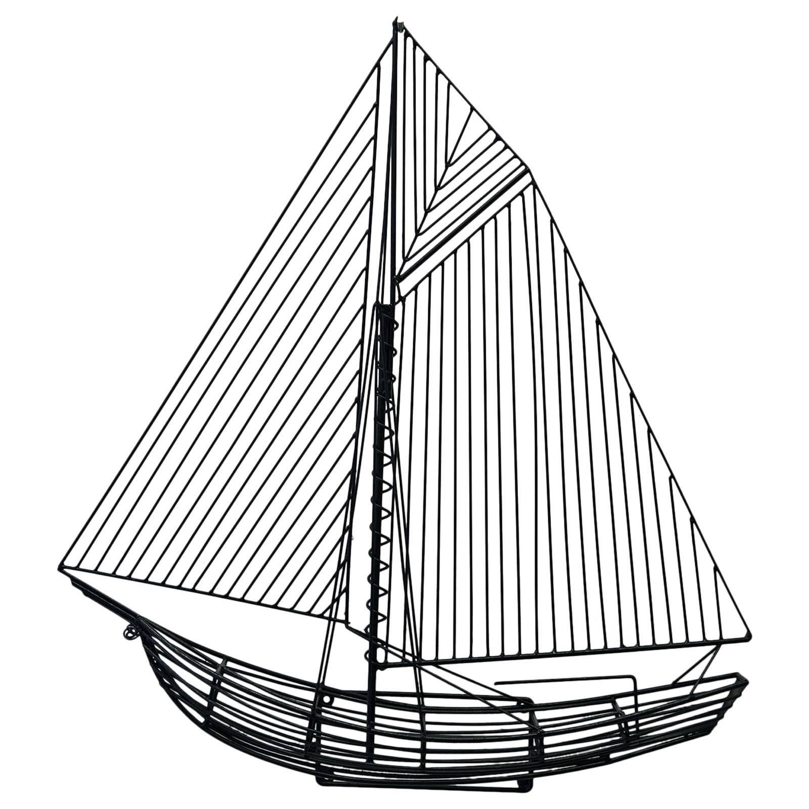 Bent Steel Boat Sculpture, Wall Hanging by Curtis Jere