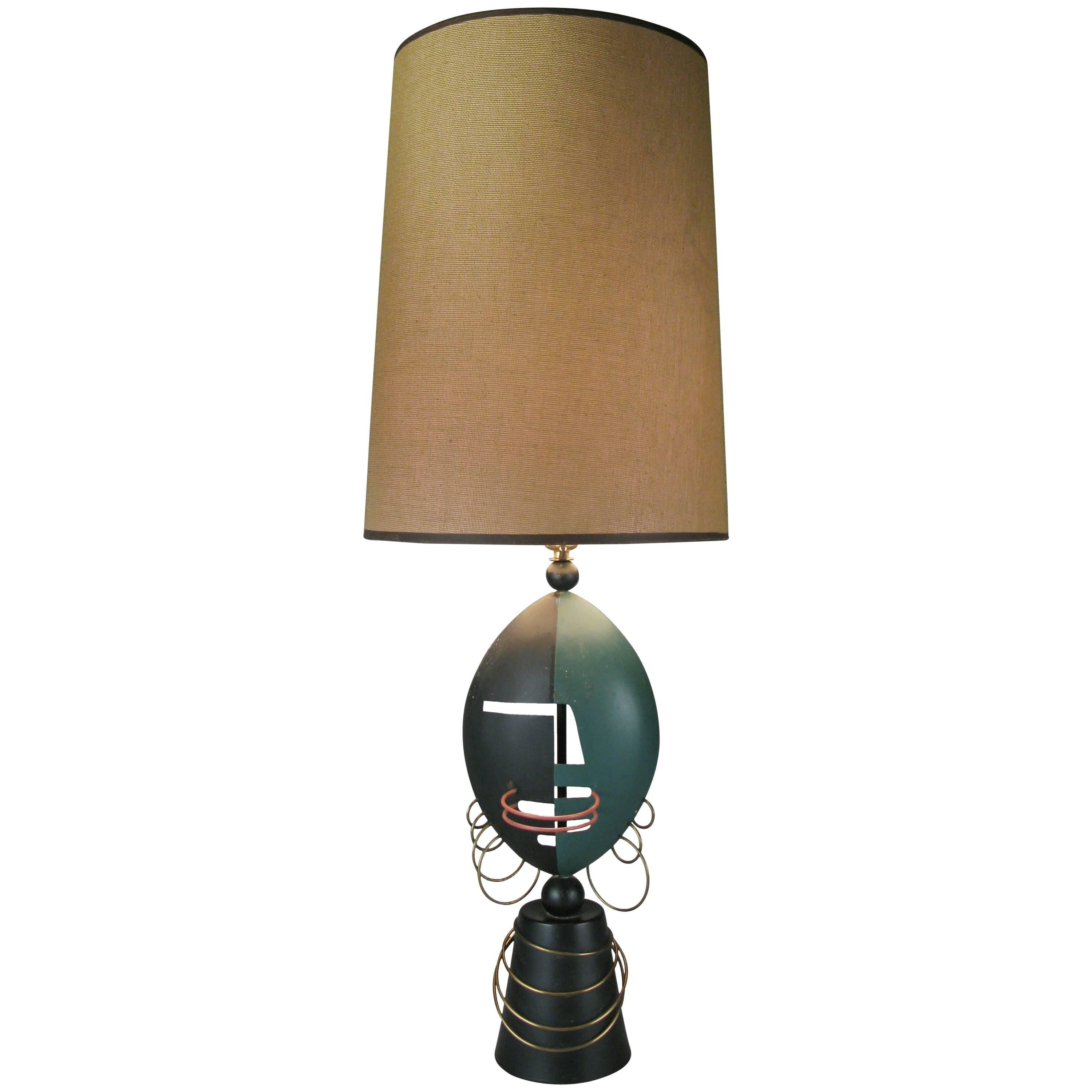 Vintage Modern Tribal Mask Lamp