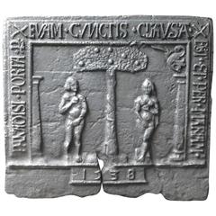 Plaque de cheminée Adam et Ève du 16ème siècle, datant d'environ 1538