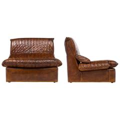 Vintage Pair of Roche Bobois Leather Armchairs