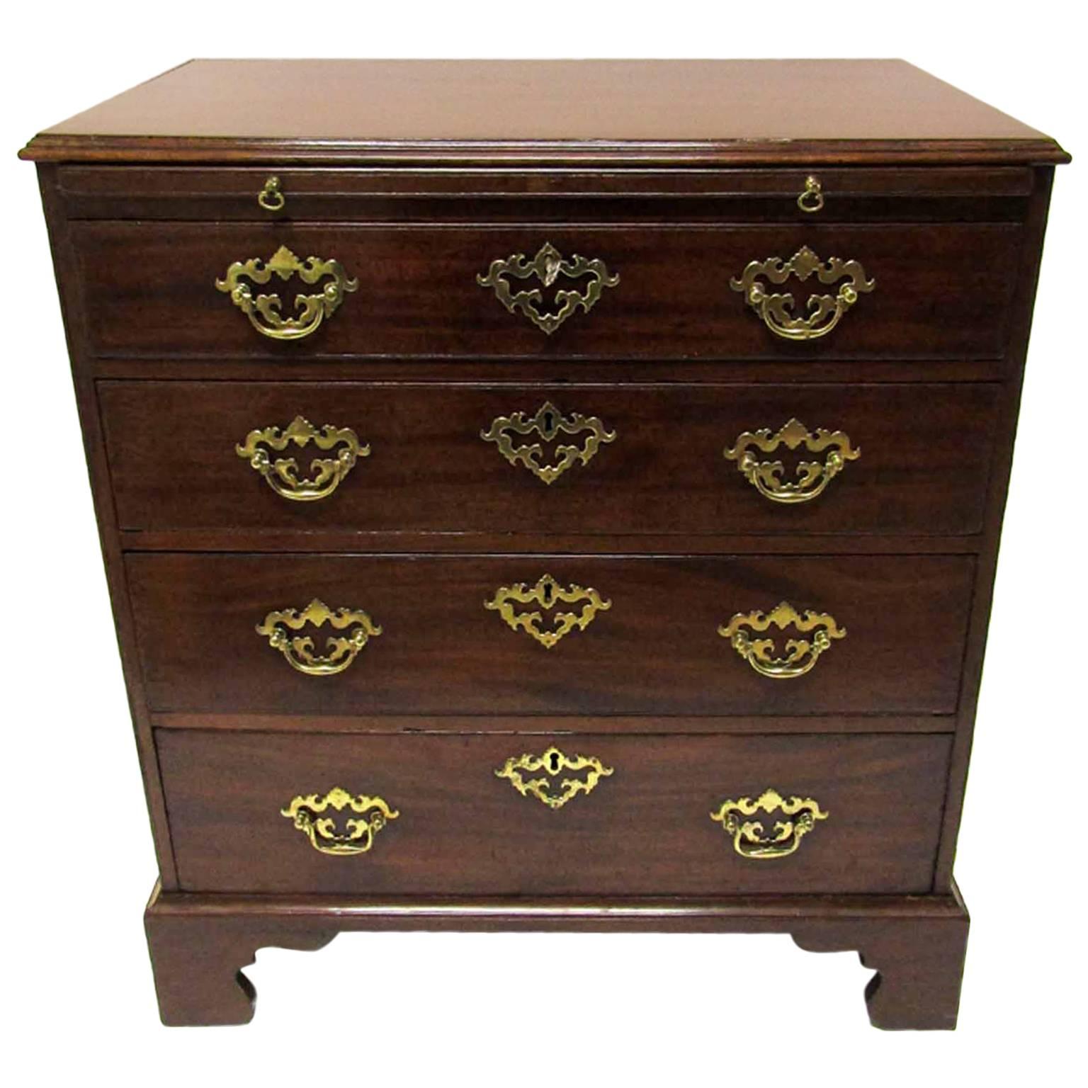 Fine Antique English George III Period Chippendale Mahogany Bachelor's Chest For Sale
