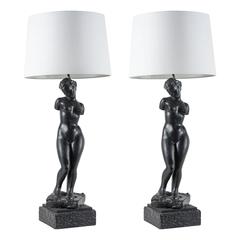 Pair of Figural Female Nude Lamps