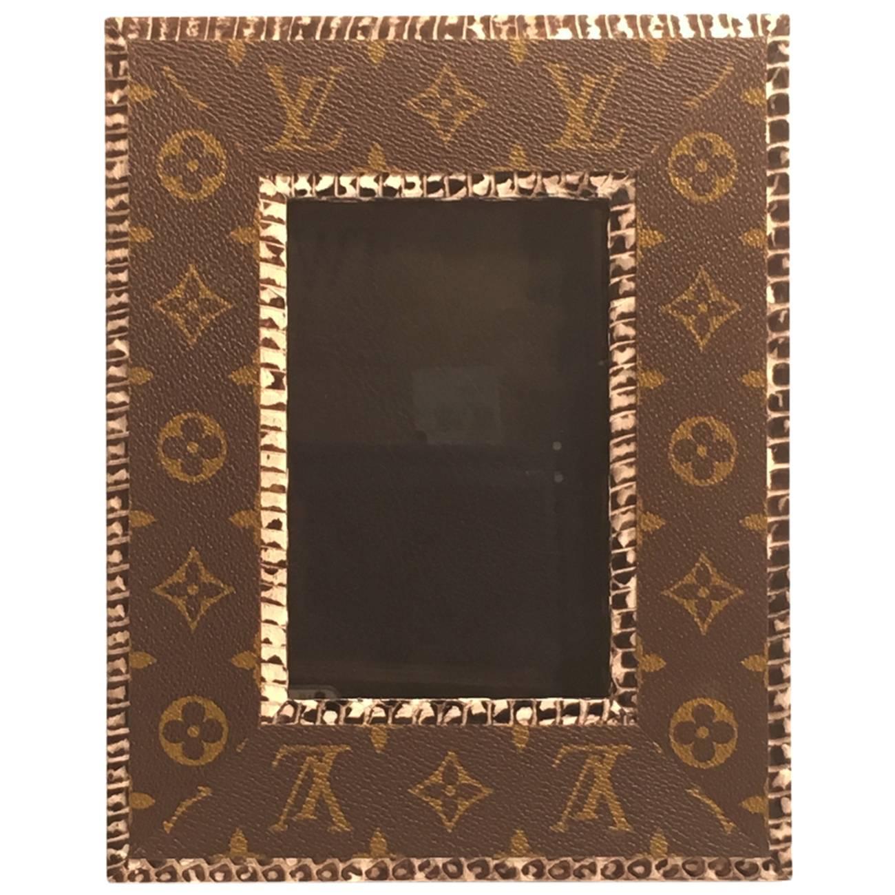 Picture Frame Made from Recycled Louis Vuitton Bags For Sale