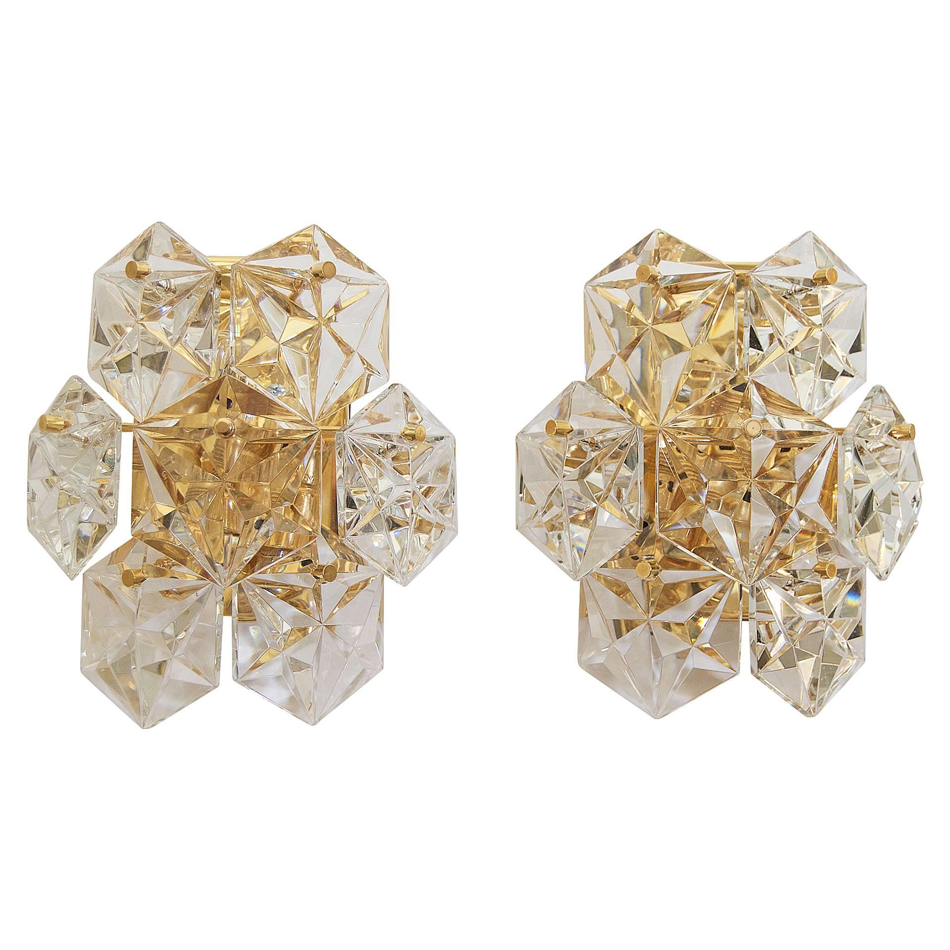 Kinkeldey Crystal Sconces with Gold Plate Fixture (3 Pairs Available)