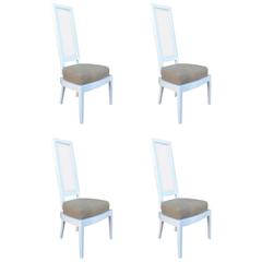 Set of Four 1970s White Lacquer and Lucite Dining Chairs 11