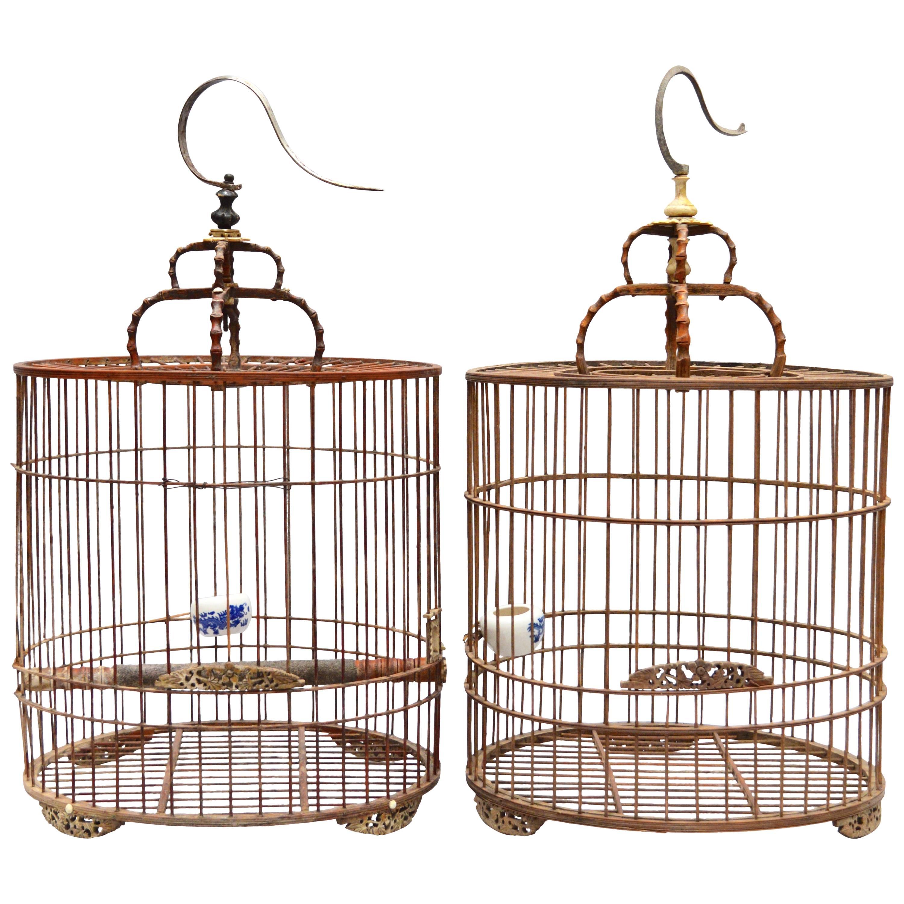 Pair of Antique Chinese Birdcages 