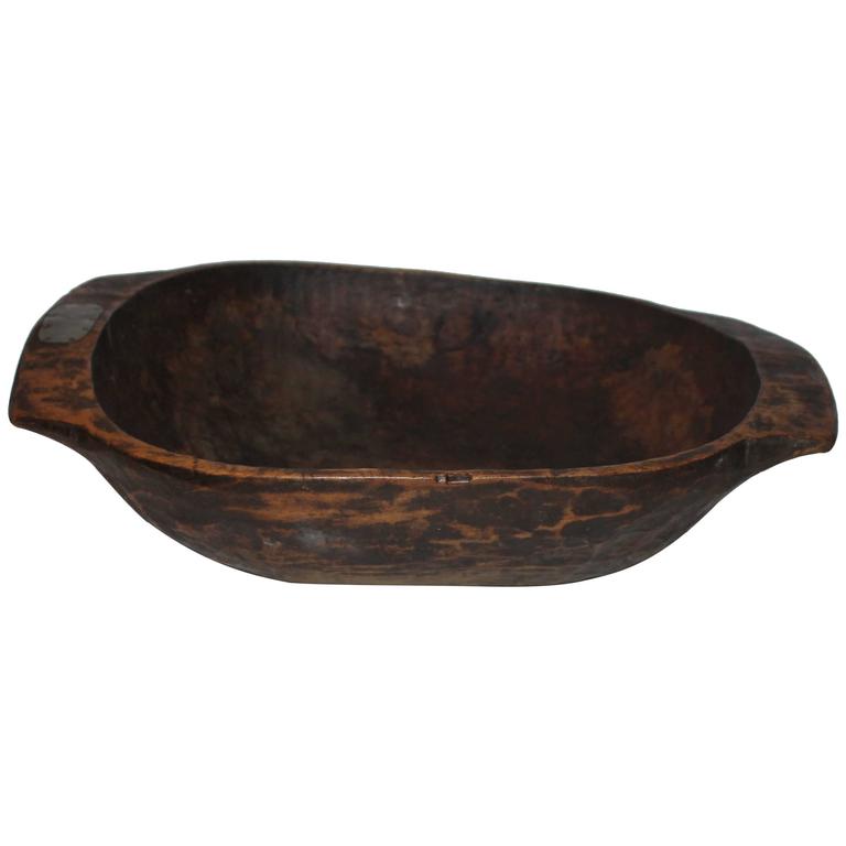 Antiques Antique Big 19th Century Primitive Carved Wooden Dough Bowl Hand Made High Quality Materials