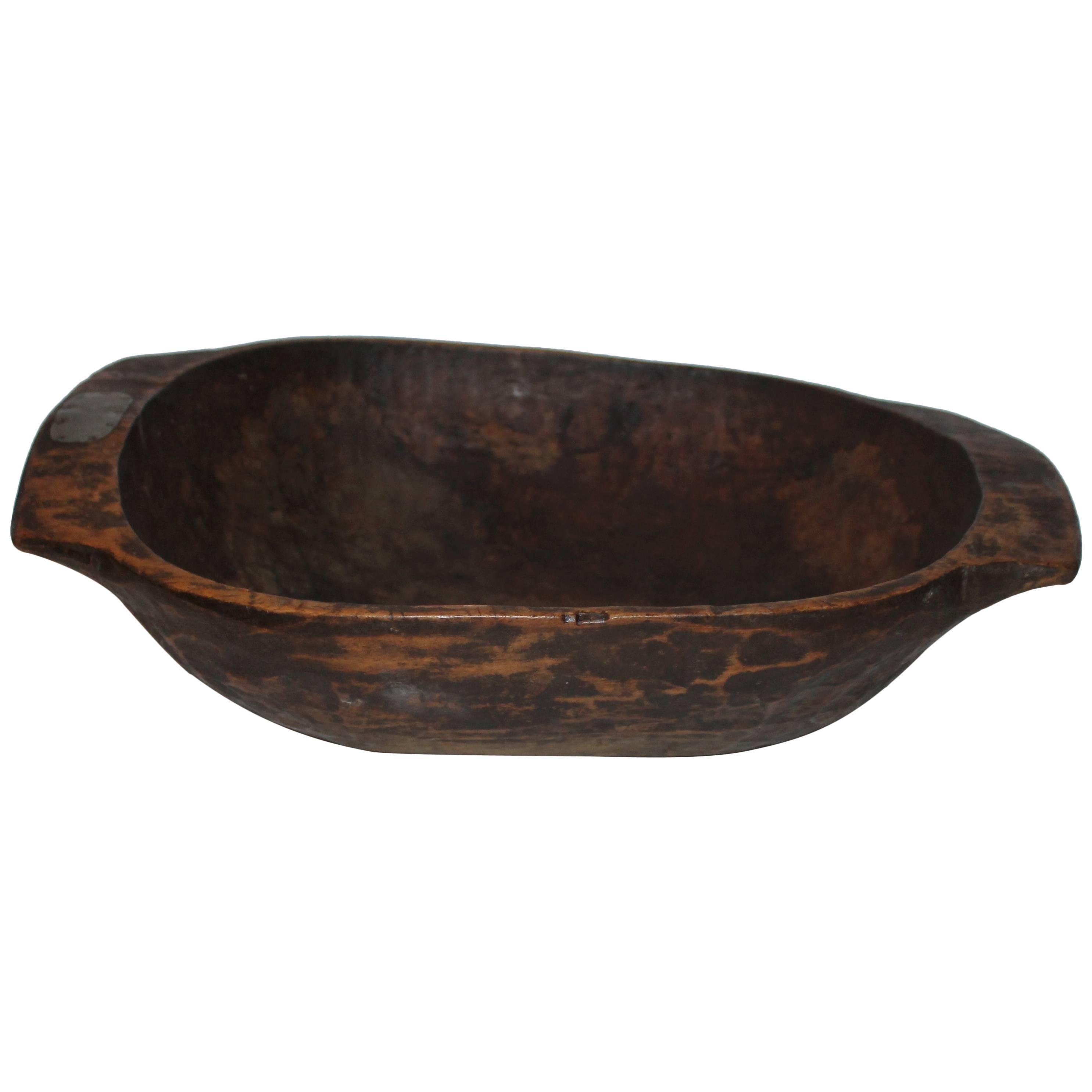 19th Century Early Dough Bowl with Original Surface For Sale