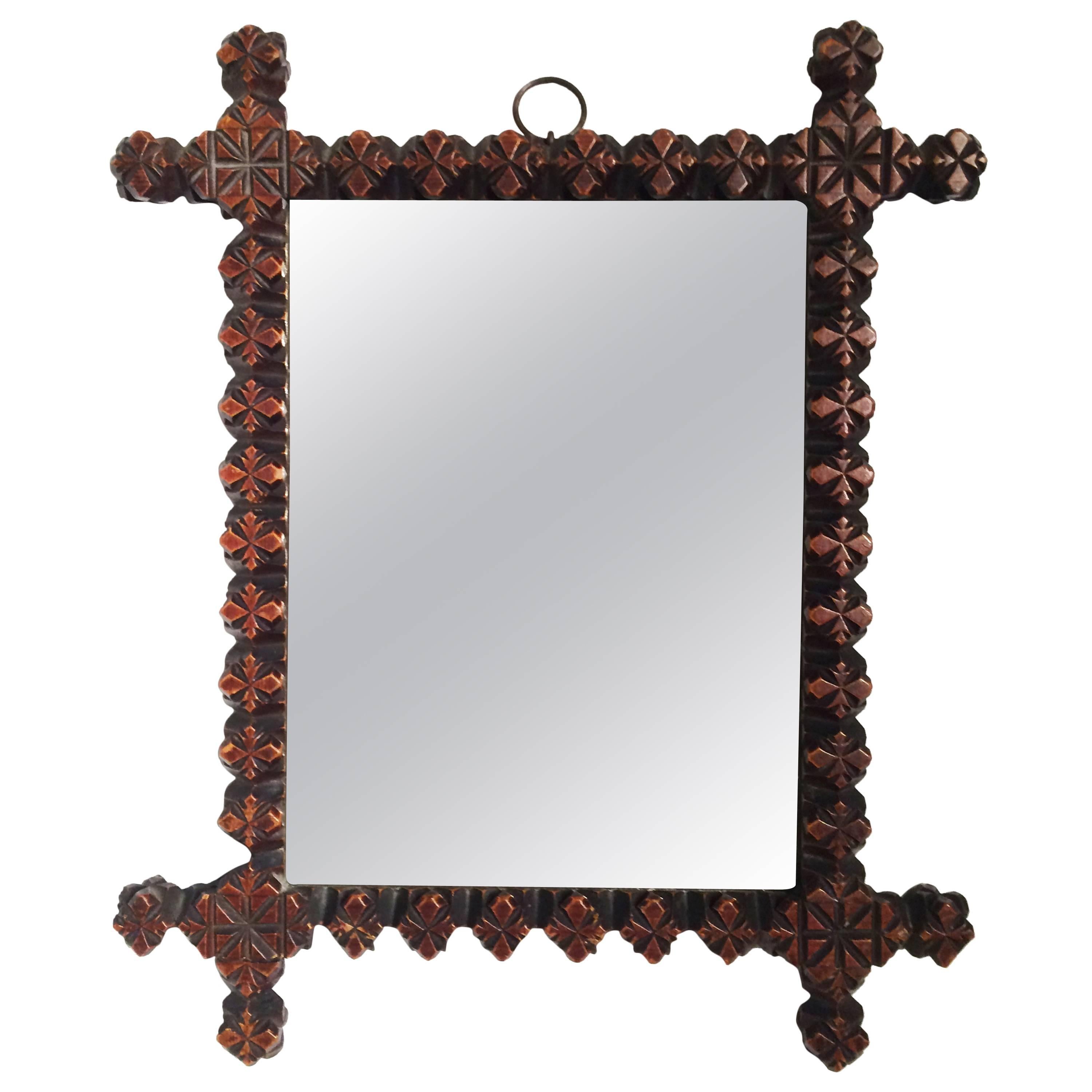 Early 20th Century American Tramp Art Mirror For Sale