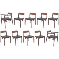 Set of Ten Danish Teak Dining Chairs by Niels Moller for JL Moller, circa 1960s